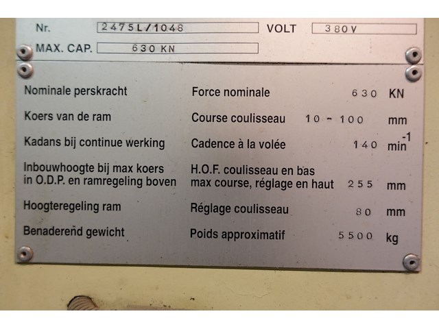 Industriële excenterpers / mechanische ponsmachine lvd - afbeelding 5 van  8