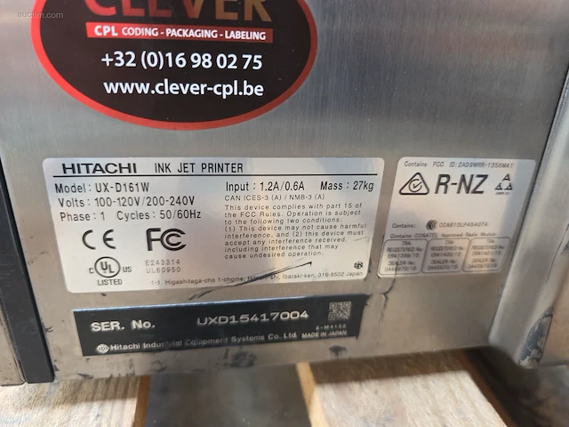 Industriële inkjetprinter hitachi ux-d161w - afbeelding 6 van  8