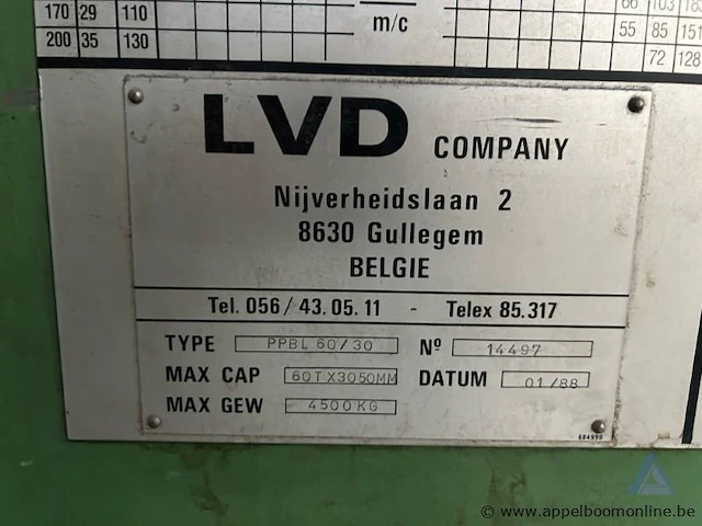 Industriële kantbank lvd ppbl 60/30, serienummer 14497, bouwjaar 1988. capaciteit 60.000 kg - afbeelding 4 van  5