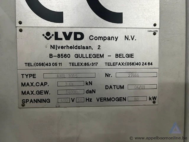 Industriële lasersnijmachine lvd axel 3015, bouwjaar 2001, met een vermogen van 80 kw - afbeelding 11 van  11