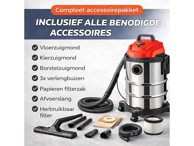 Industriële nat- en droogzuiger 3-in-1 – 15 liter – 1200w - afbeelding 1 van  1