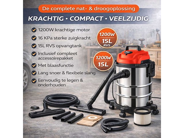 Industriële nat- en droogzuiger 3-in-1 (3x) - afbeelding 5 van  6