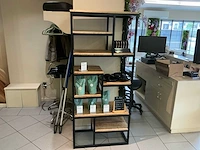 Industriële open vakkenkast met houten legplanken – 183 x 80 cm - afbeelding 3 van  3