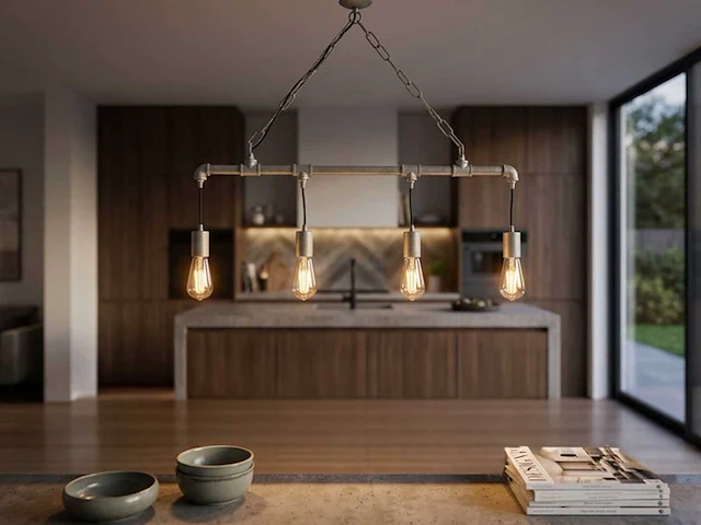 Industriële retro hanglamp 4 lichts - afbeelding 1 van  9