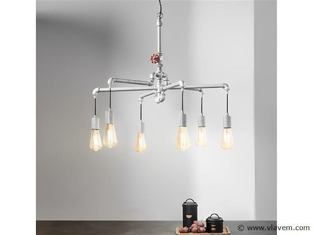 Industriële retro hanglamp 6 lichts - afbeelding 1 van  5