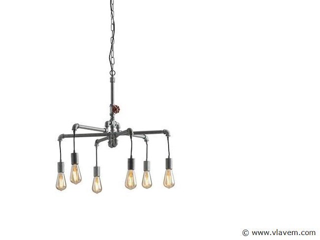 Industriële retro hanglamp 6 lichts - afbeelding 3 van  5