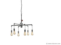 Industriële retro hanglamp 6 lichts - afbeelding 3 van  5
