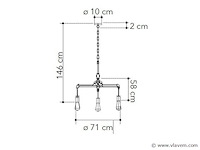 Industriële retro hanglamp 6 lichts - afbeelding 4 van  5