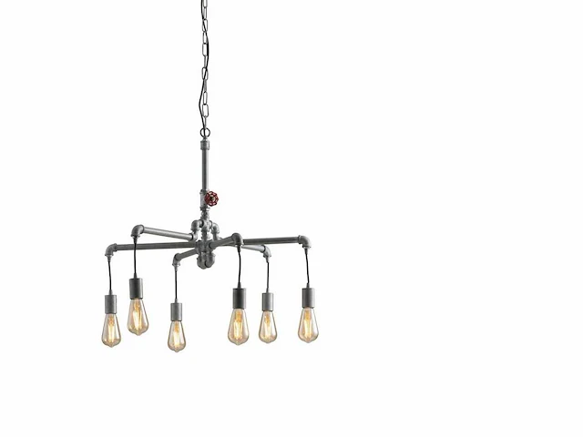 Industriële retro hanglamp 6 lichts - afbeelding 5 van  8