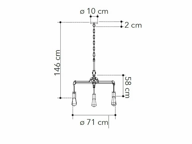 Industriële retro hanglamp 6 lichts - afbeelding 6 van  8