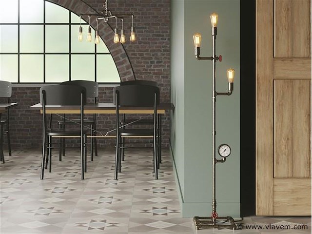 Industriële retro vloerlamp 3 lichts - afbeelding 1 van  10