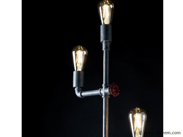 Industriële retro vloerlamp 3 lichts - afbeelding 4 van  10