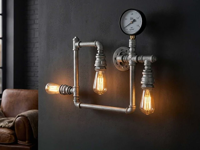 Industriële retro wandlamp 3 lichts - afbeelding 6 van  6