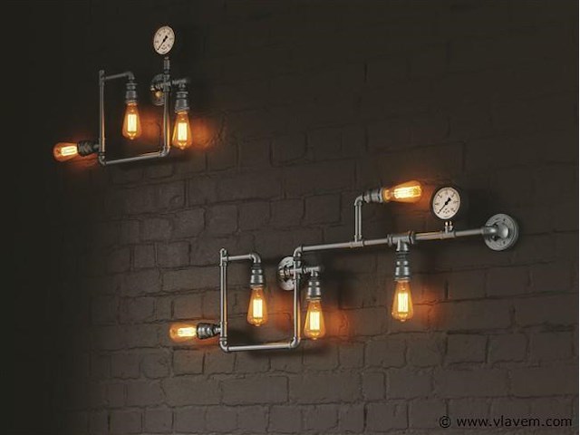 Industriële retro wandlamp 5 lichts - afbeelding 2 van  9