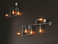 Industriële retro wandlamp 5 lichts - afbeelding 2 van  9