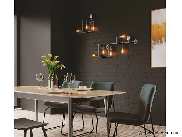 Industriële retro wandlamp 5 lichts - afbeelding 1 van  9
