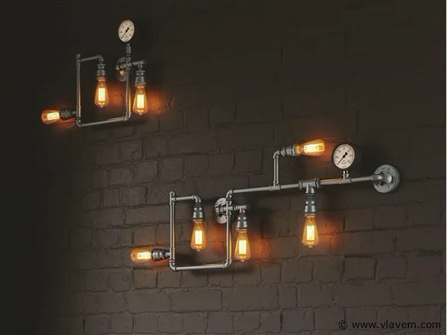 Industriële retro wandlamp 5 lichts - afbeelding 2 van  9