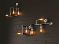 Industriële retro wandlamp 5 lichts - afbeelding 2 van  9