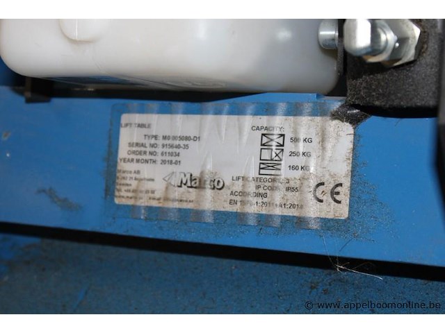Industriële schaarlift, marco, m005080-d1, max. 500 kg, bouwjaar 2018, ip55, werking niet gekend - afbeelding 3 van  3