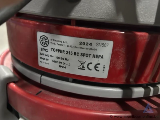 Industriële stofzuiger ipc topper 215 rc spot hepa, bouwjaar 2024, met een vermogen van 1 kw en hepa h14 filter. inclusief slang en mondstuk. - afbeelding 3 van  3
