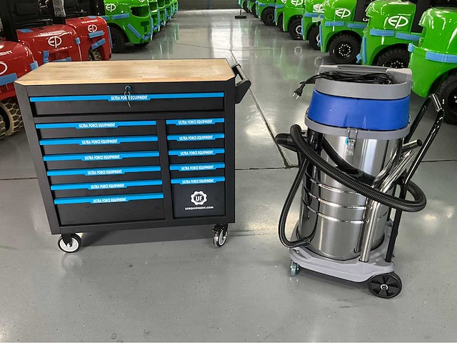 Industriële stofzuiger nat/droog 100l en gereedschapswagen 269 pcs - ultra force equipment - afbeelding 12 van  39