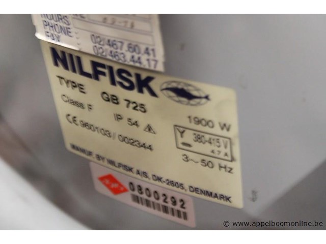 Industriële stofzuiger, nilfisk, gb 725, 1900 w, 380-415 v, werking niet gekend - afbeelding 2 van  2