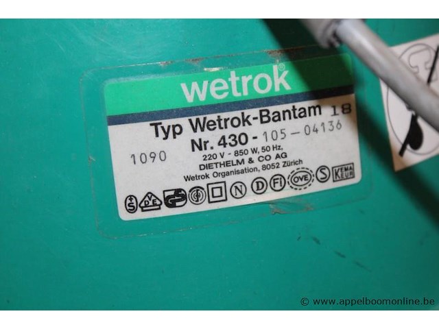 Industriële stofzuiger, wetrok, wetrok-bantam 18, 220v, 850w, werking niet gekend - afbeelding 2 van  2