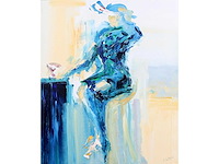 Ineke ten kaate - une française bleue - acryl op doek - 120x100 cm - afbeelding 1 van  7