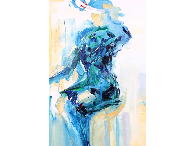 Ineke ten kaate - une française bleue - acryl op doek - 120x100 cm - afbeelding 4 van  7