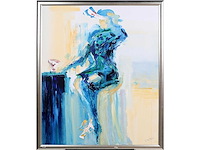 Ineke ten kaate - une française bleue - acryl op doek - 120x100 cm - afbeelding 1 van  4