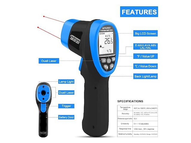 Infrarood thermometer industrie 0-850 - afbeelding 3 van  4