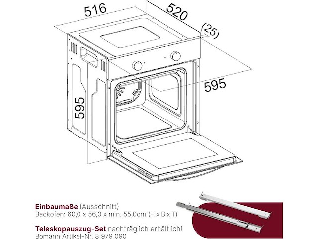Ingebouwde oven met display klasse a zwart bomann ebo7911-zwart - afbeelding 2 van  7