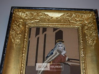 Ingelijst borduurwerk middeleeuwse dame - afbeelding 2 van  3