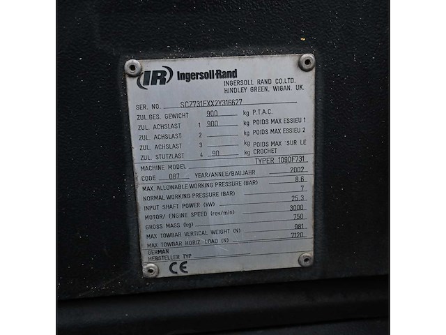 Ingersoll rand - 2002 - typer 1090f731 - luchtcompressor - afbeelding 7 van  11