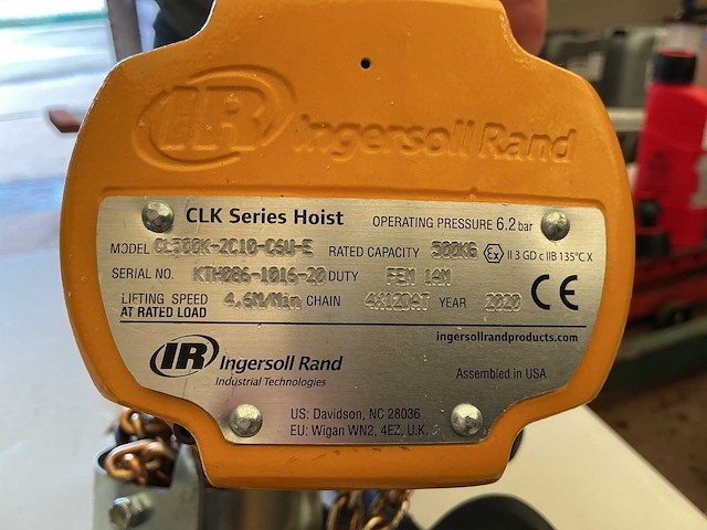 Ingersoll rand cl500k-2c10–c6u-e luchtdruk kettingtakel - afbeelding 1 van  2