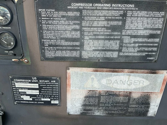 Ingersoll-rand co p-250-w-d-m-h268 deutz diesel motor luchtcompressor - afbeelding 5 van  20
