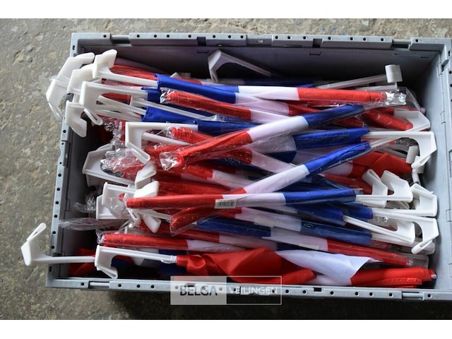 Inhoud doos partij vlaggen op stok - afbeelding 2 van  2