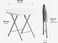 Inklapbare tuintafel rond wit - vouwtafel buiten - ø60 x 74cm - afbeelding 3 van  3