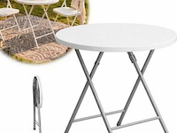 Inklapbare tuintafel rond wit - vouwtafel buiten - ø60 x 74cm - afbeelding 1 van  3