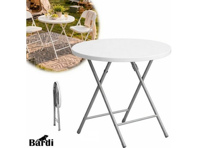 Inklapbare tuintafel rond wit - vouwtafel buiten - ø60 x 74cm - afbeelding 2 van  3