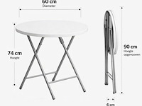 Inklapbare tuintafel rond wit - vouwtafel buiten - ø60 x 74cm - afbeelding 3 van  3