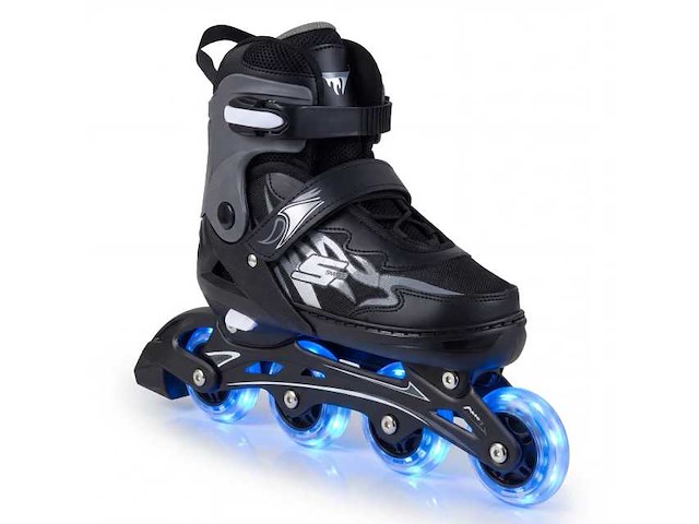 Inline skates voor kinderen, verstelbaar, 4 maten, met lichtgevende wielen, grijs, maat m (eu 34-37 - afbeelding 1 van  4
