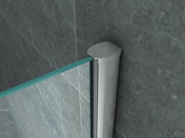 Inloopdouchewand antikalk met chroom profiel en stabilisatiestang 8mm veiligheidsglas 90x200cm melkglass - afbeelding 2 van  2