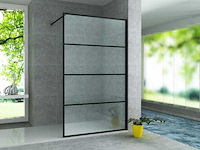 Inloopdouchewand mat zwart raster 140x200cm - douche & badwand - afbeelding 1 van  2