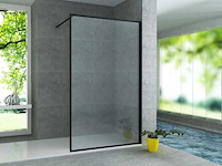 Inloopdouchewand met mat zwart profiel – 140x200 cm – 8 mm veiligheidsglas - afbeelding 1 van  2