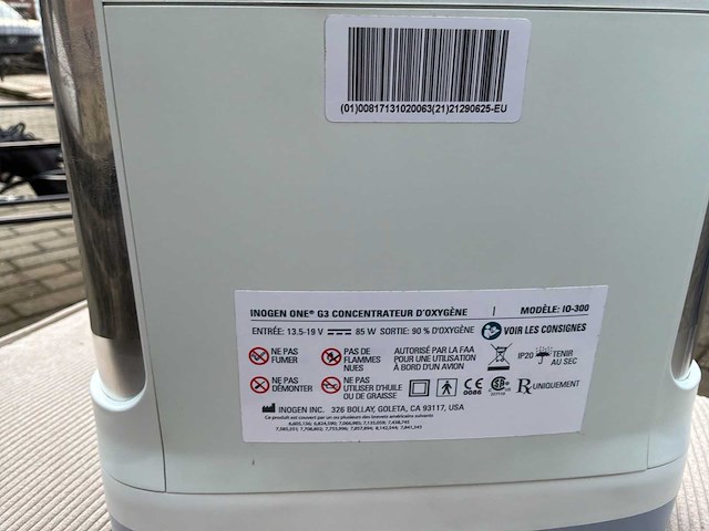 Inogen one g3 medisch apparaat - draagbare zuurstofconcentrator - afbeelding 5 van  10