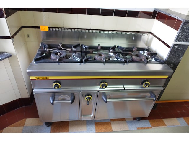 Inox 3-pits gasfornuis met oven mas-baga - afbeelding 1 van  9
