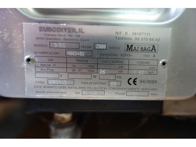 Inox 3-pits gasfornuis met oven mas-baga - afbeelding 9 van  9