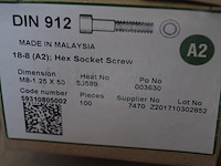 Inox bouten inbus m8 25x50, ca. 7 doosjes x100 st. - afbeelding 1 van  2