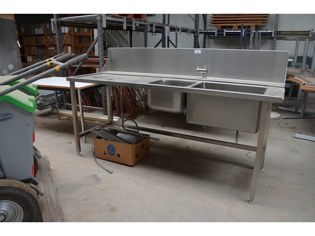Inox dubbele spoelbak afm. 2x20m x 0,80m , karton met toebehoren - afbeelding 1 van  7